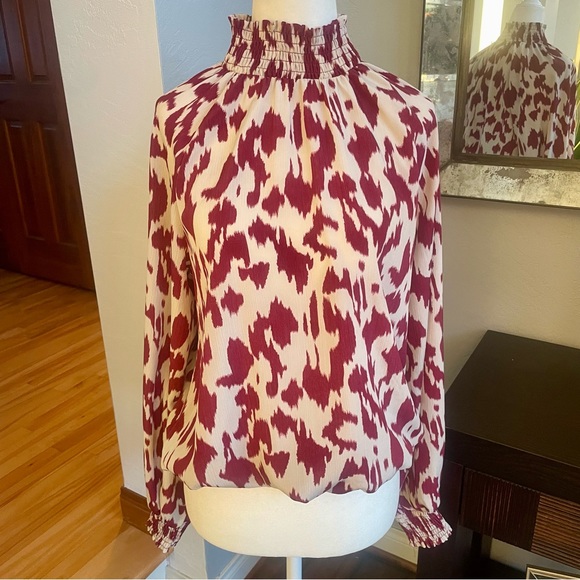 Evereve Tops - Evereve Allison Joy High Neck Animal Print Blouse
